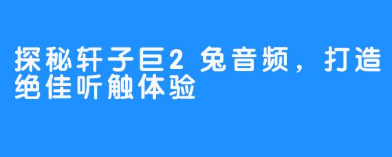 探秘轩子巨2兔音频,打造绝佳听触体验