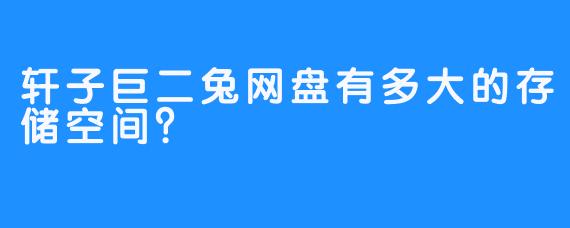 轩子巨二兔网盘有多大的存储空间？