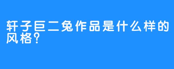 轩子巨二兔作品是什么样的风格？