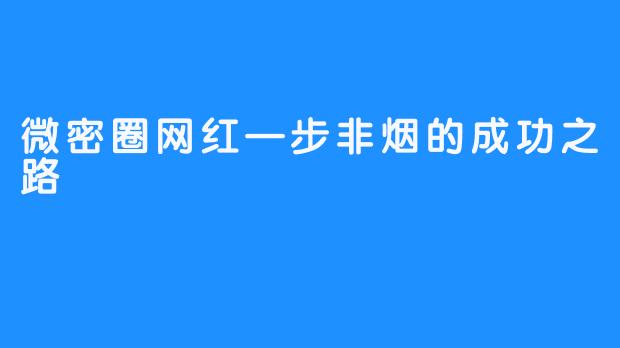 微密圈网红—步非烟的成功之路