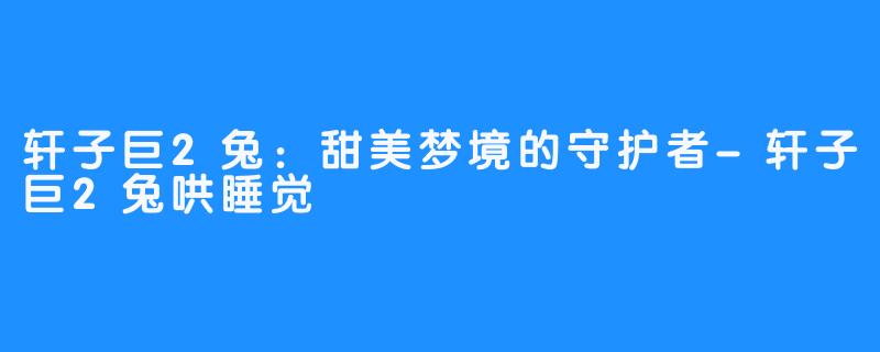 轩子巨2兔:甜美梦境的守护者-轩子巨2兔哄睡觉