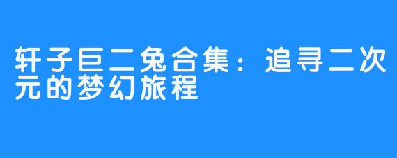 轩子巨二兔合集:追寻二次元的梦幻旅程