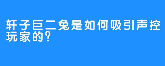 轩子巨二兔是如何吸引声控玩家的？