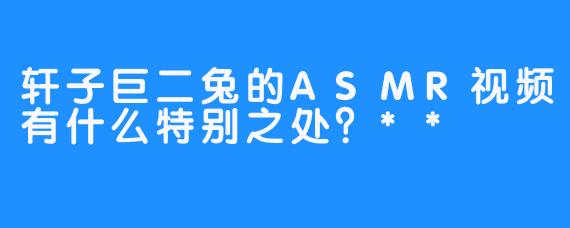 轩子巨二兔的ASMR视频有什么特别之处？**