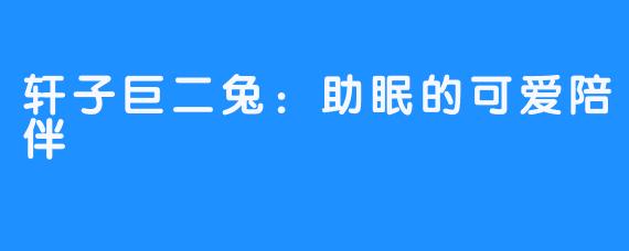 轩子巨二兔:助眠的可爱陪伴