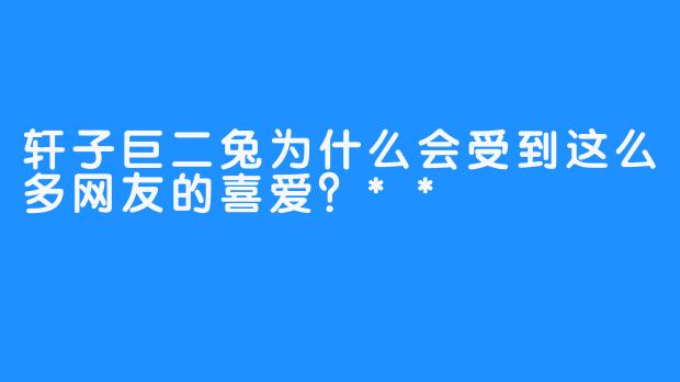 轩子巨二兔为什么会受到这么多网友的喜爱？**