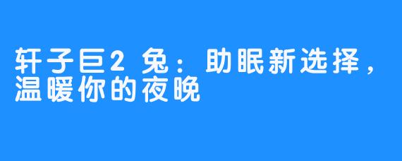 轩子巨2兔:助眠新选择,温暖你的夜晚