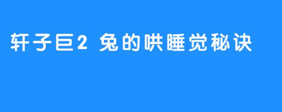 轩子巨2兔的哄睡觉秘诀