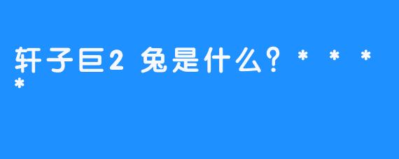 轩子巨2兔是什么？****