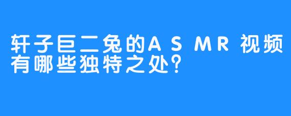 轩子巨二兔的ASMR视频有哪些独特之处？