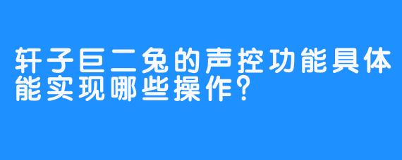 轩子巨二兔的声控功能具体能实现哪些操作？