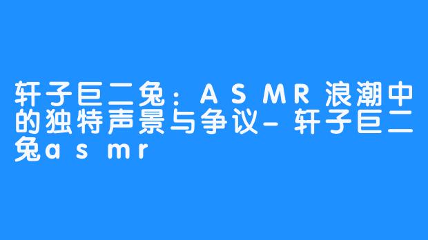 轩子巨二兔:ASMR浪潮中的独特声景与争议-轩子巨二兔asmr
