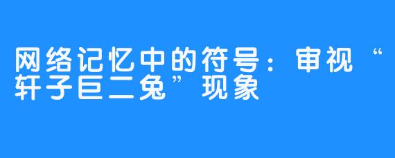 网络记忆中的符号:审视“轩子巨二兔”现象