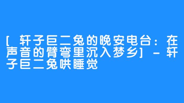 [轩子巨二兔的晚安电台：在声音的臂弯里沉入梦乡]-轩子巨二兔哄睡觉