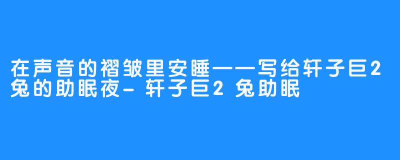在声音的褶皱里安睡——写给轩子巨2兔的助眠夜-轩子巨2兔助眠
